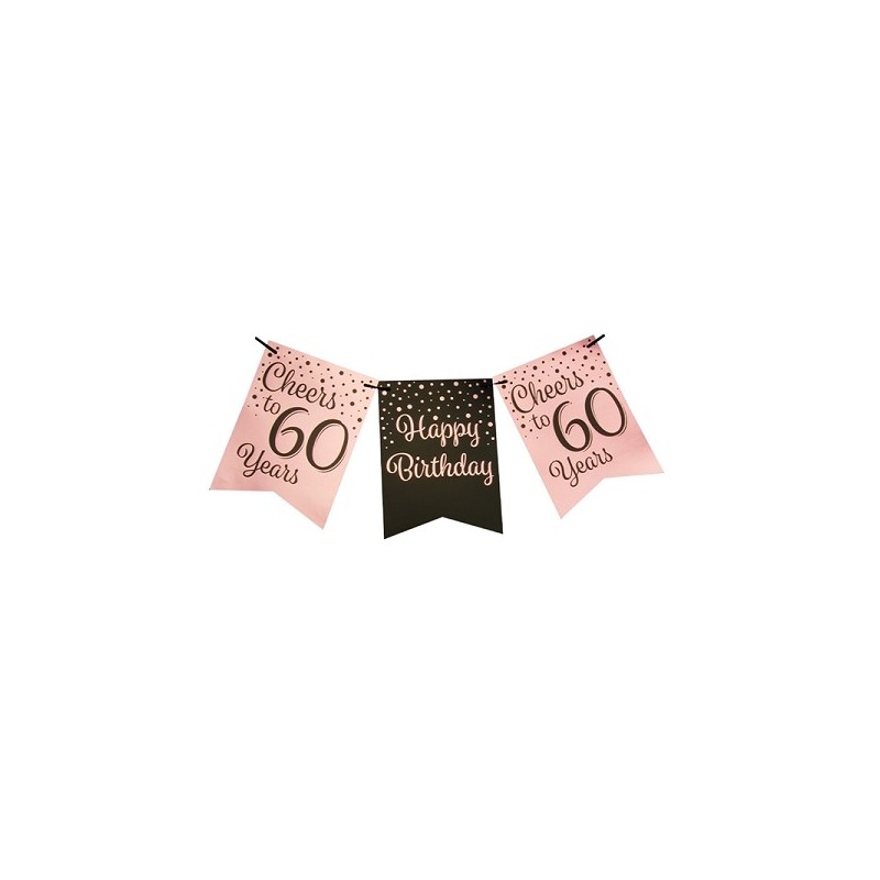 Paperdreams Party flag banner roze/zwart - 60