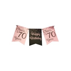 Paperdreams Party flag banner roze/zwart - 70