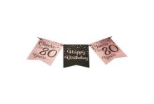 Paperdreams Party flag banner roze/zwart - 80