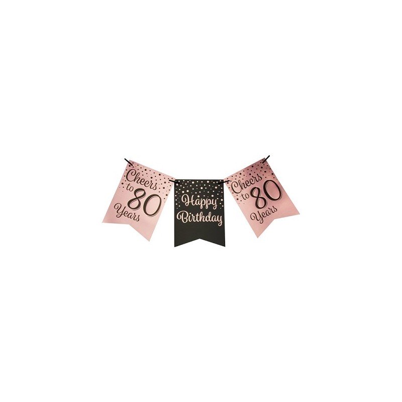 Paperdreams Party flag banner roze/zwart - 80