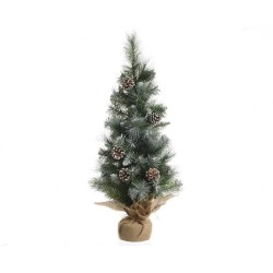 Everlands Imperial pine mini kunstkerstboom 60cm met dennenappels en frosted look