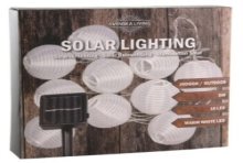 Solarverlichting lampion LED 10 lamps wit Ø7,5cm 5m