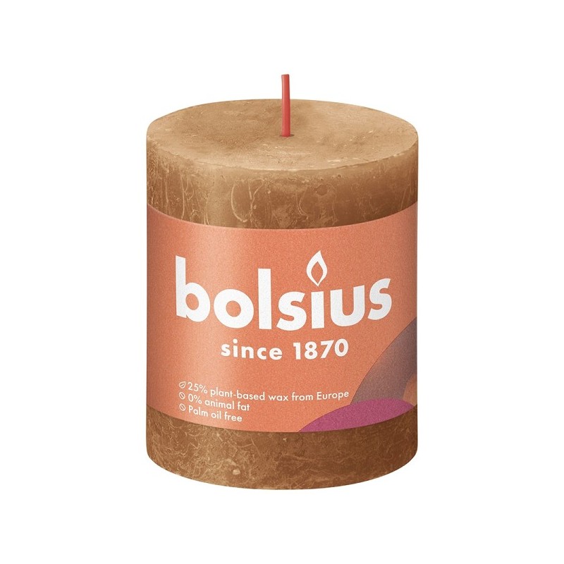 Bolsius Shine Collection Rustiek stompkaars 80/68 Spice Brown- Kruidig Bruin