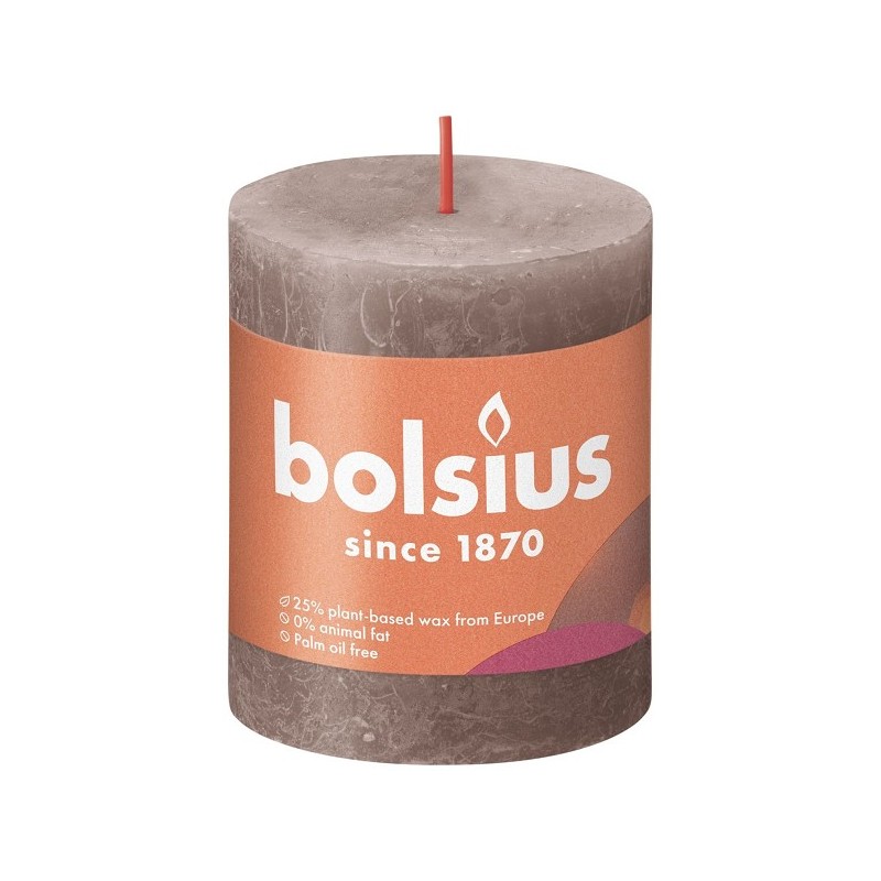 Bolsius Shine Collection Rustiek stompkaars 80/68 Rustic Taupe