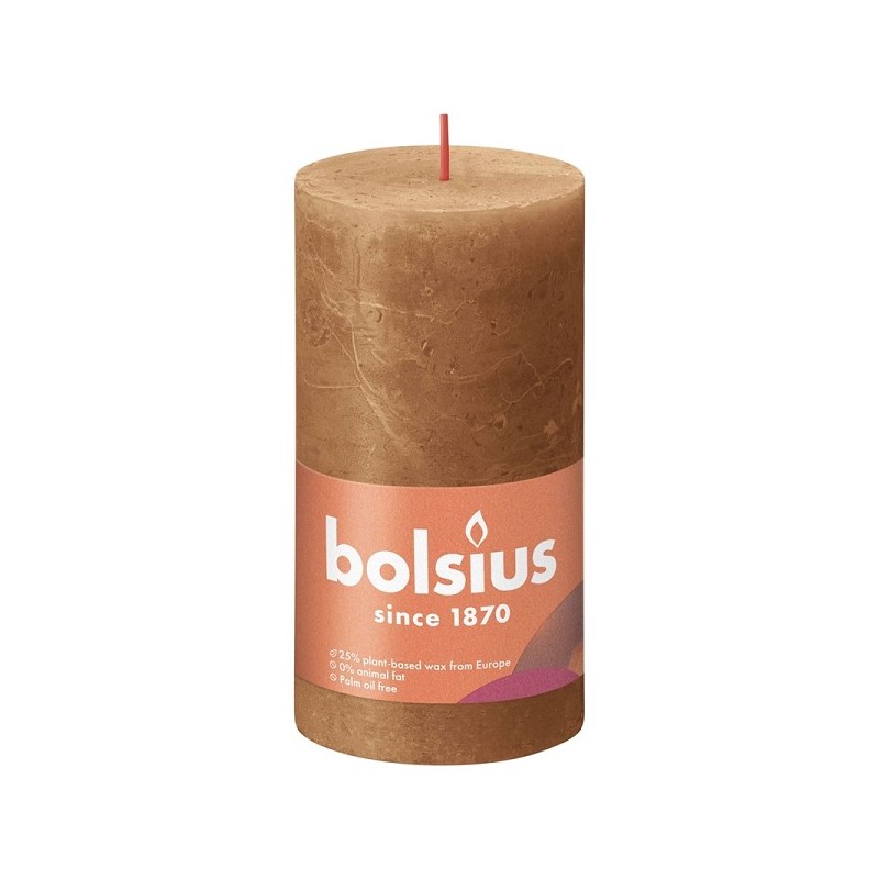 Bolsius Shine Collection Bougie bloc rustique 130/68 Spice Brown- Spicy Brown