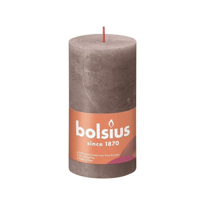 Bolsius Shine Collection Bougie bloc rustique 130/68 Taupe rustique