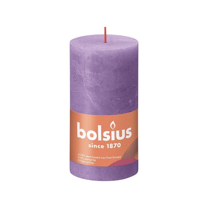 Bolsius Shine Collection Rustiek stompkaars 130/68 Vibrant violet ( Helder Violet )