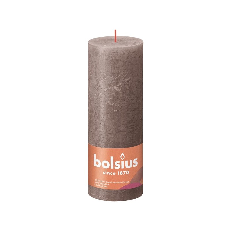 Bolsius Shine Collection Rustiek stompkaars 190/68 Rustic Taupe