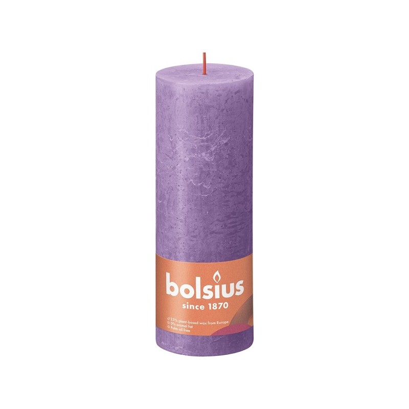 Bolsius Shine Collection Rustiek stompkaars 190/68 Vibrant violet ( Helder Violet )