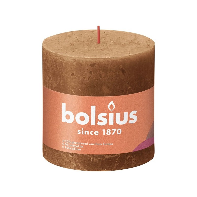 Bolsius Shine Collection Bougie pilier rustique 100/100 Spice Brown - Spicy Brown