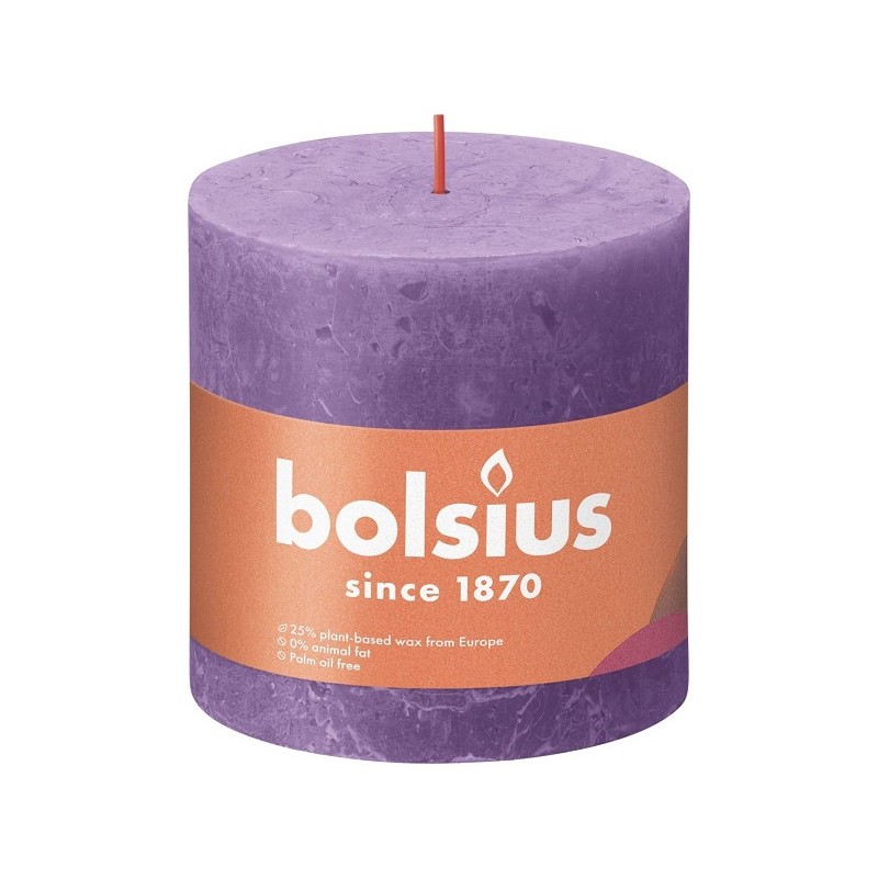 Bolsius Shine Collection Bougie bloc rustique 100/100 Violet vibrant ( Violet clair )