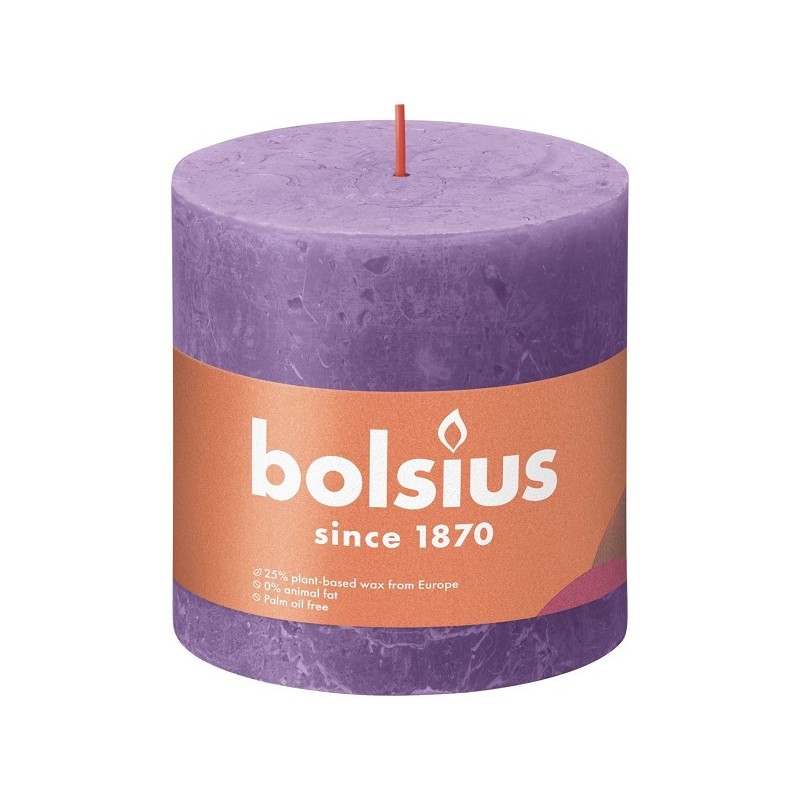 Bolsius Shine Collection Rustiek stompkaars 100/100 Vibrant violet ( Helder Violet )