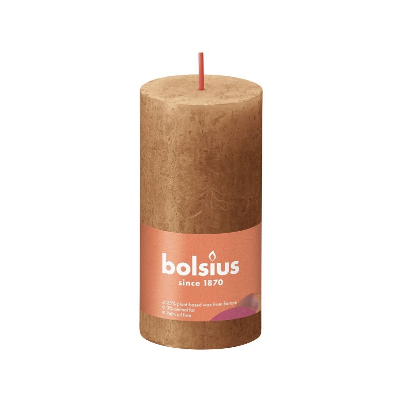Bolsius Shine Collection Rustiek stompkaars 100/50 Spice Brown- Kruidig Bruin