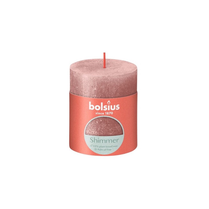 Bolsius Rustiek stompkaars 80/68 Shimmer Pink