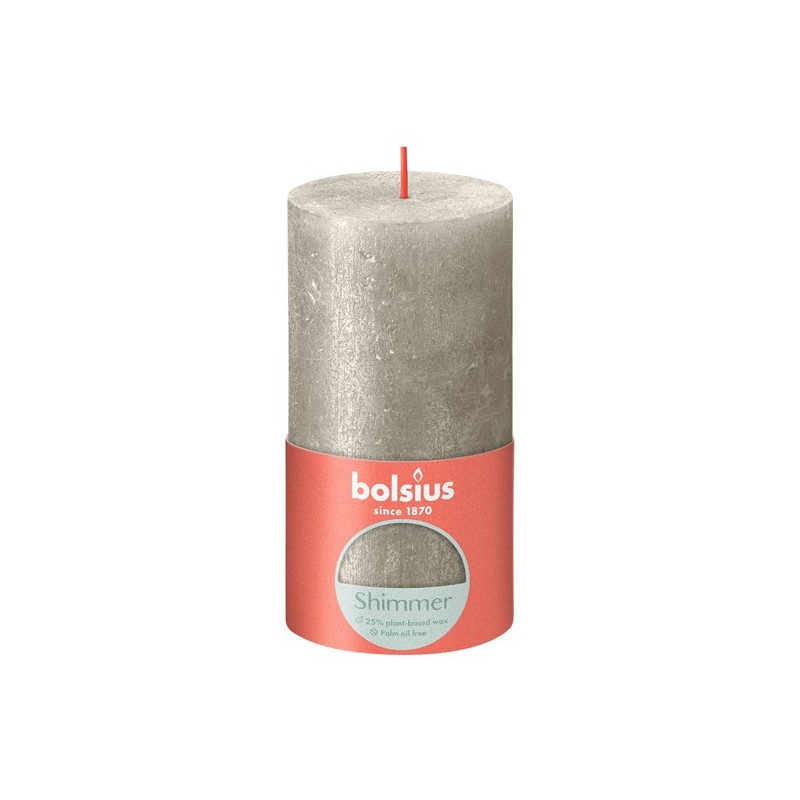 Bolsius Rustiek stompkaars 130/68 Shimmer Champagne