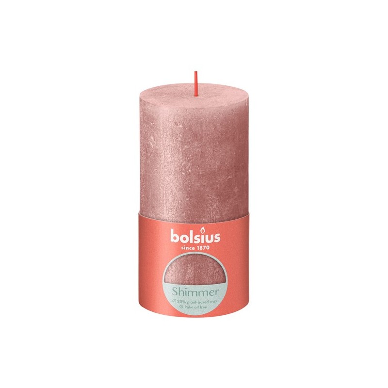 Bolsius Rustiek stompkaars 130/68 Shimmer Pink