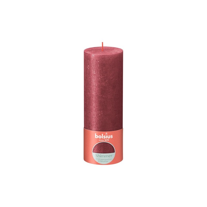 Bolsius Rustiek stompkaars 190/68 Shimmer red