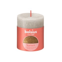 Bolsius Bougie bloc rustique 80/68 Sunset Gris sable et Or