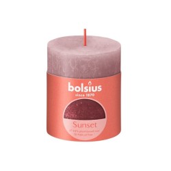 Bolsius Sunset Collection Bougie bloc rustique 80/68 Frêne Rose et Rouge