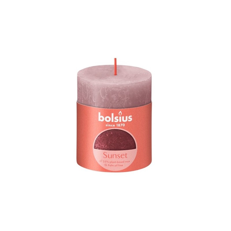 Bolsius Sunset Collection Rustiek stompkaars 80/68 Ash Rose en Red