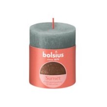 Bolsius Bougie bloc rustique 80/68 Sunset Eucalyptus Vert+ cuivre