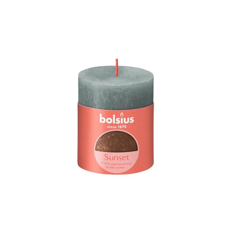 Bolsius Bougie bloc rustique 80/68 Sunset Eucalyptus Vert+ cuivre