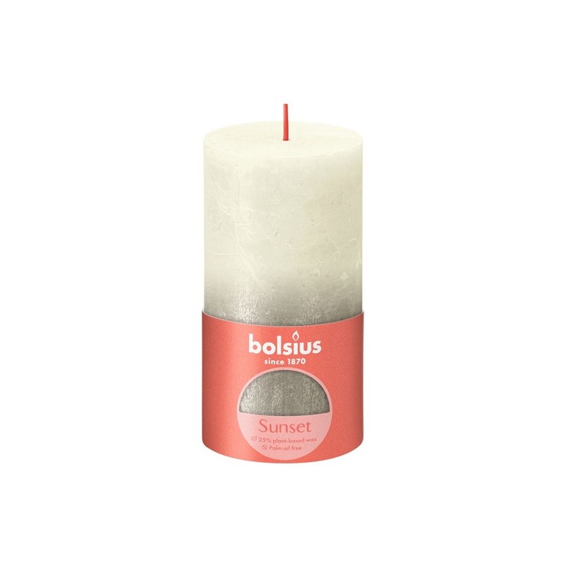Bolsius Rustiek stompkaars 130/68 Sunset Soft Pearl en Champagne