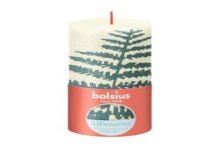 Bolsius Bougie bloc rustique 130/68mm Perle douce avec fougère Silhouette