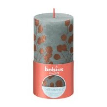 Bolsius Bougie bloc rustique 130/68 Eucalyptus Vert et rose rouille Silhouette