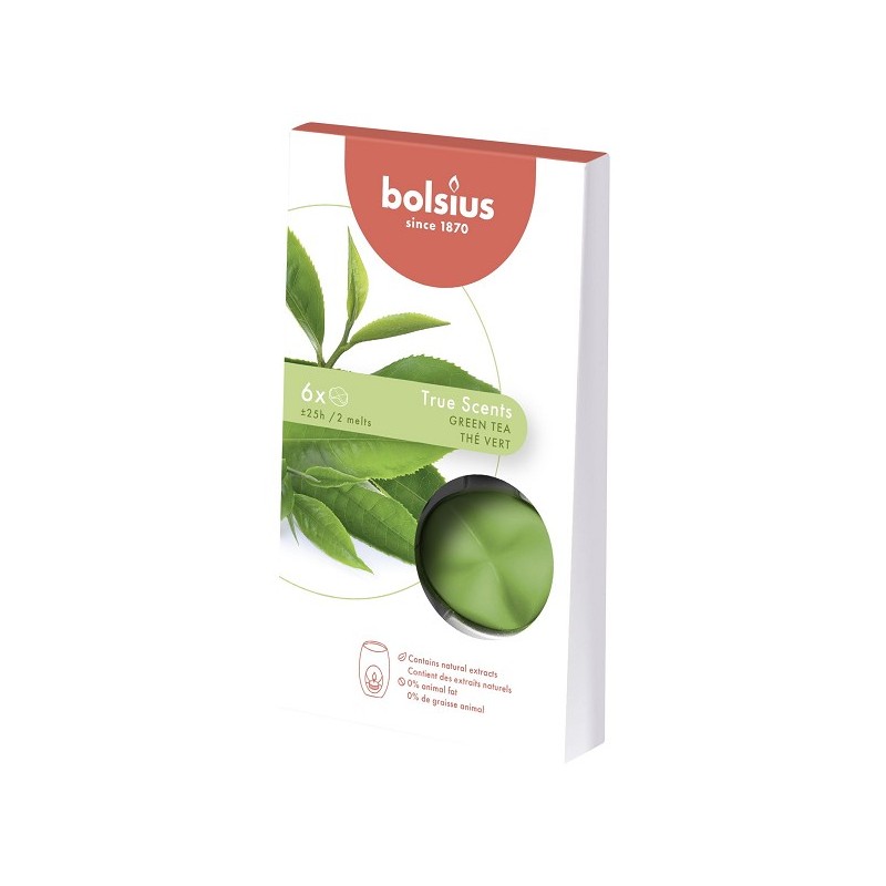 Bolsius Cire Parfumée Meltable Pack de 6 True Scents Thé Vert