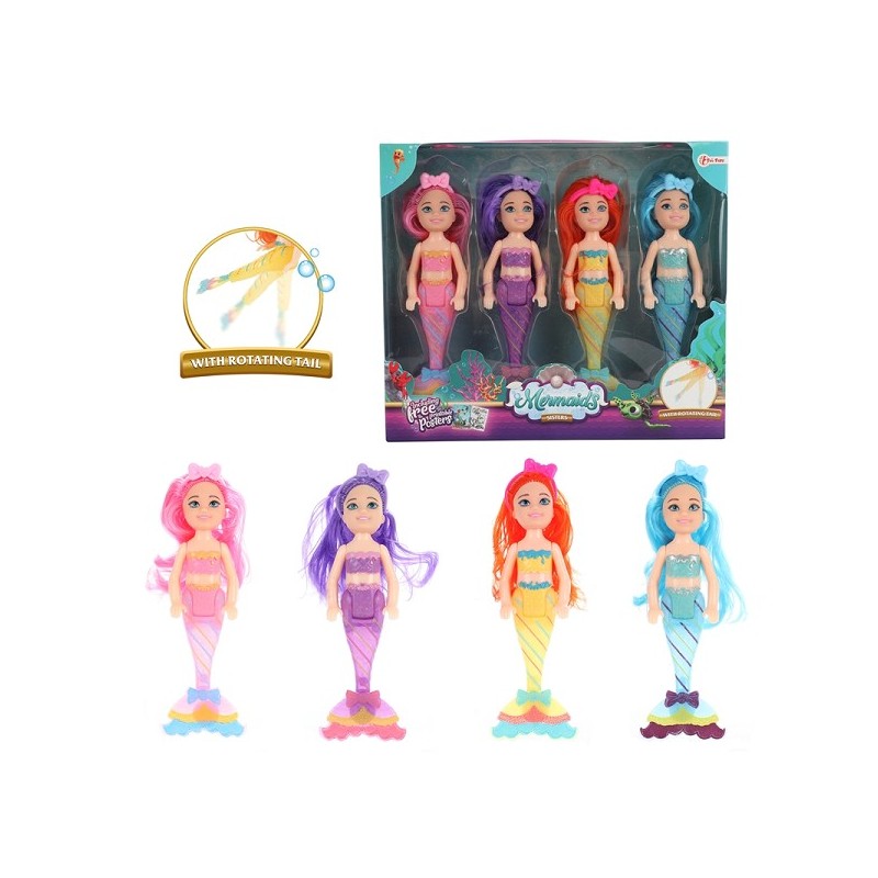 Toi Toys Sirènes Set avec 4 poupées 15cm Sirènes sœurs