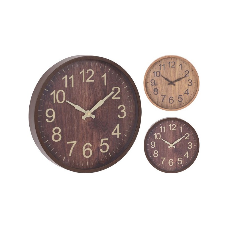 Horloge murale aspect bois Ø30cm