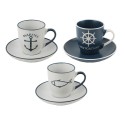 Tasse et soucoupe Marine coffret de 6 sets de faïence