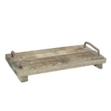 Plateau en bois 30x14x4cm gris lavis