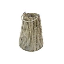Lantaarn Vinslo van touw met glas voor kaars dia12,5x29cm naturel