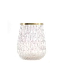 Dijk Natural Collections Vase en verre blanc Ø12x15cm transparent avec couvercle en métal