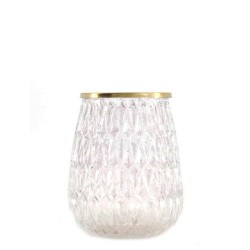 Dijk Natural Collections Vase en verre blanc Ø12x15cm transparent avec couvercle en métal
