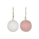 Dijk Natural Collections Hang ornament texiel met touw Ø9x9cm 2assorti kleuren rose of wit