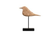 Beeld Vogel hout 44cm op standaard