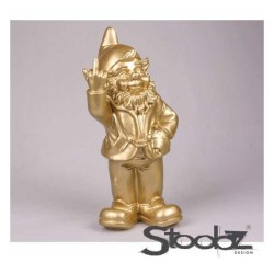 Stoobz Polystone beeld Kabouter f*ck you goud 20cm