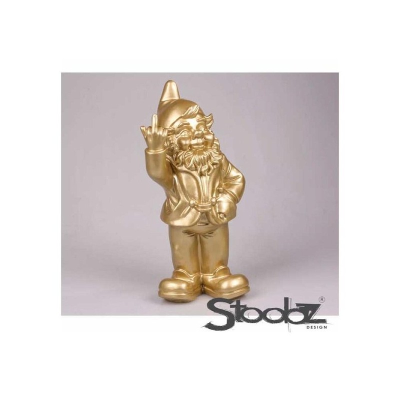 Stoobz Polystone beeld Kabouter f*ck you goud 20cm