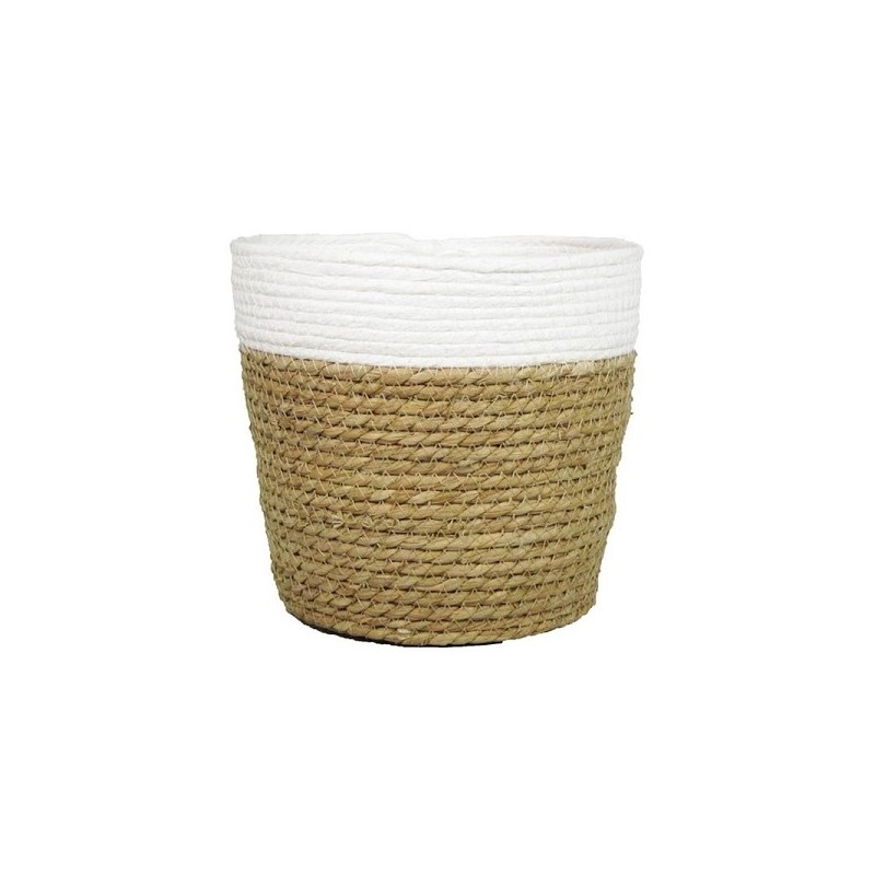 Panier avec bord blanc Ø19xh16cm avec doublure en plastique