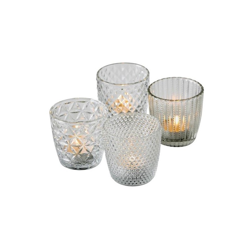 Boltze Home Windlicht Marilu 4-delig transparant H7,5cm Dia 7,5cm