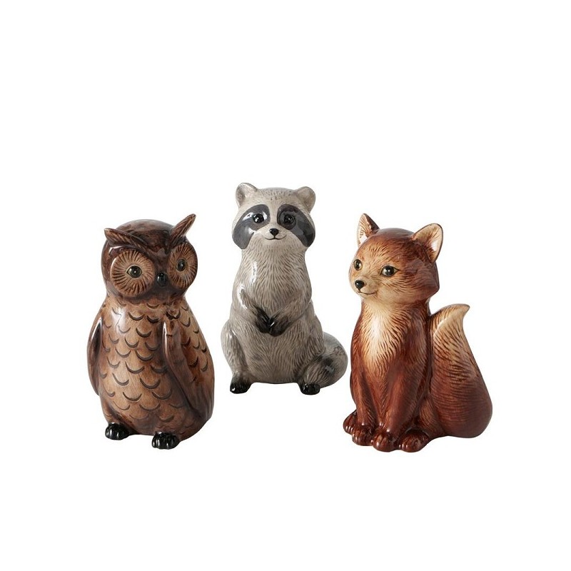 Boltze Home Figurine forêt figurine Rimmy H10cm disponible en raton laveur, renard ou hibou