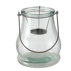 Boltze Home Photophore Claire H26cm verre transparent avec support métal pour bougie chauffe-plat