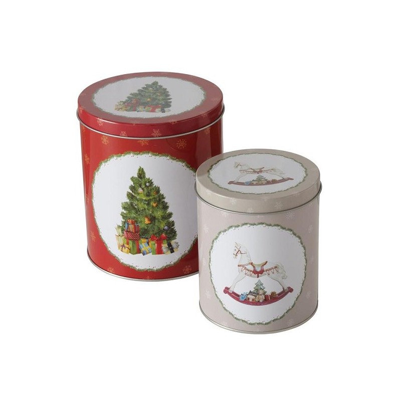 Boltze Home Voorraadblik kerst 2-delig metaal H13 en 16cm Delight