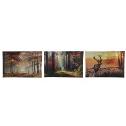 Tableau Toile d'automne avec 1 LED et 30 mini lumières LED sur minuterie 40x60cm 2xAA (excl) en 3 designs d'automne