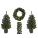 Sapin de Noël, couronne et guirlande en pin impérial Everlands Ensemble de porte d'entrée avec éclairage LED blanc chaud