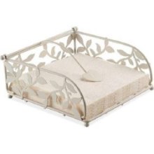 Ambiente Porte-serviettes en métal crème avec motif brindille 18x18x6cm pour serviettes de 33x33 cm