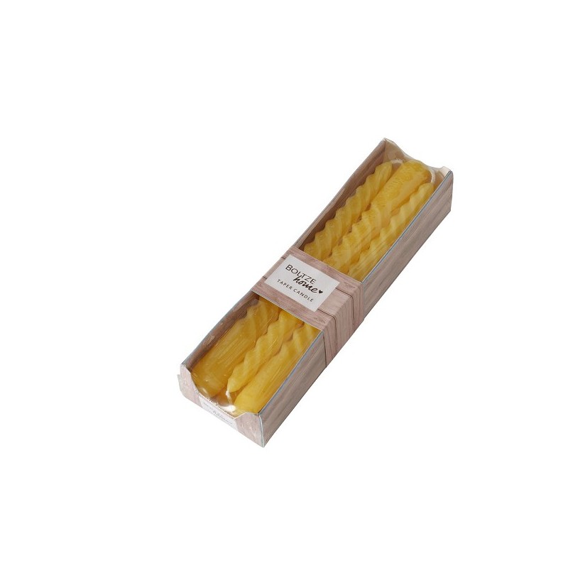 Boltze Home Bougies Twisto boîte de 6 pièces Ø2x20cm jaune